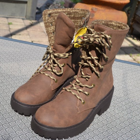 NEW Women's SKECHERS Brown Memory Foam Boots Hiking Work KNIT BUZZ Size 7 - Picture 5 of 9